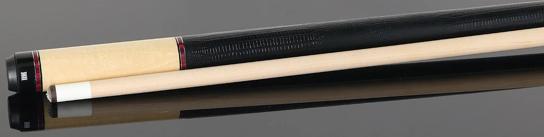 1811 Model 4 Maple Forearm with Cocobolo Graphic Points and Black Embossed Lizard Wrap Pool Cue Butt - Uni-Loc - Image 3