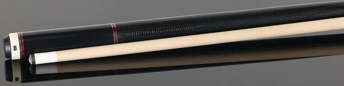 1811 Model 6 Maple Forearm with Cocobolo/Black Points Graphic and Black Embossed Lizard Pool Cue Butt- Uni-Loc - Image 3