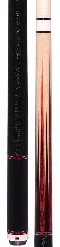 1811 Model 6 Maple Forearm with Cocobolo/Black Points Graphic and Black Embossed Lizard Pool Cue Butt- Uni-Loc - Image 5