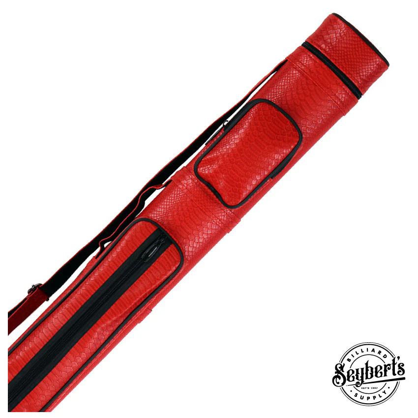 Exotic Oval Polyform Red 2x2 Hard Pool Cue Case - C22EHR-RD