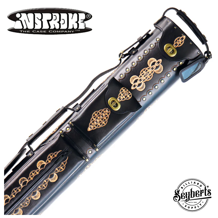 Instroke Saddle DO3 Black Air Hand Tooled 3x5 Pool Cue Case - 35D03BKH