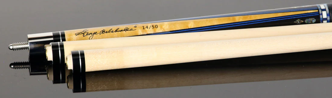 Balabushka SLE Series Birdseye Maple Forearm and Ebony Points with Blue Veneers and Abalone Inlays Pool Cue with Textured Leather Wrap - Image 3