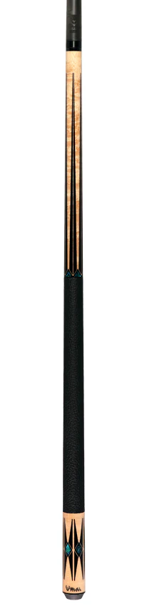 Bull Carbon Birdseye Maple with Black Points and Abalone Inlays Play Cue with Textured Leather Wrap - Image 6