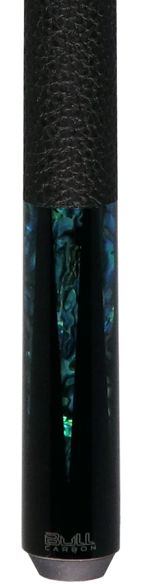 Bull Carbon Black with 6 Iridescent Blue Points Play Cue with Textured Leather Wrap - Image 2
