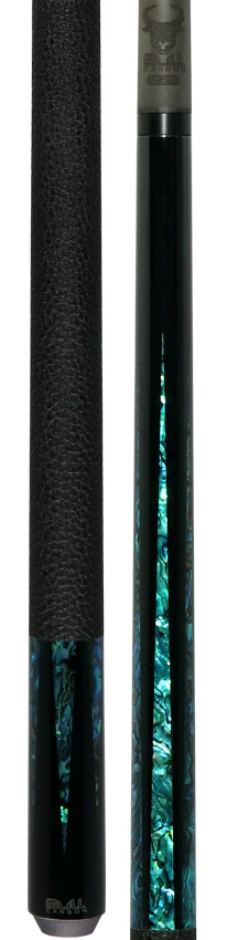 Bull Carbon Black with 6 Iridescent Blue Points Play Cue with Textured Leather Wrap - Image 5