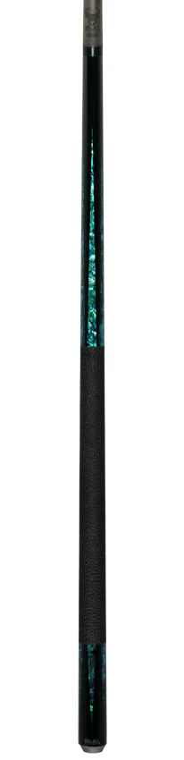 Bull Carbon Black with 6 Iridescent Blue Points Play Cue with Textured Leather Wrap - Image 6