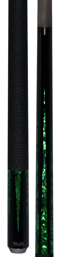 Bull Carbon Black with 6 Green Mother-of-Pearl Points Play Cue with Textured Leather Wrap - Image 5