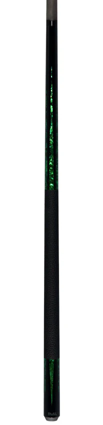 Bull Carbon Black with 6 Green Mother-of-Pearl Points Play Cue with Textured Leather Wrap - Image 6
