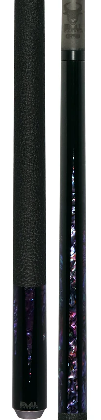 Bull Carbon Black with 6 Purple Abalone Points Play Cue with Textured Leather Wrap - Image 5