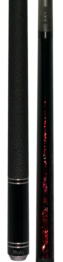 Bull Carbon Black with 6 Rosey Pink Abalone Points Play Cue with Textured Leather Wrap - Image 5