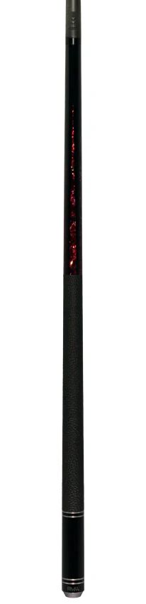 Bull Carbon Black with 6 Rosey Pink Abalone Points Play Cue with Textured Leather Wrap - Image 6
