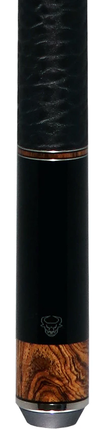 Bull Carbon Black with Bocote Inlays Play Cue with Textured Leather Wrap - Image 2