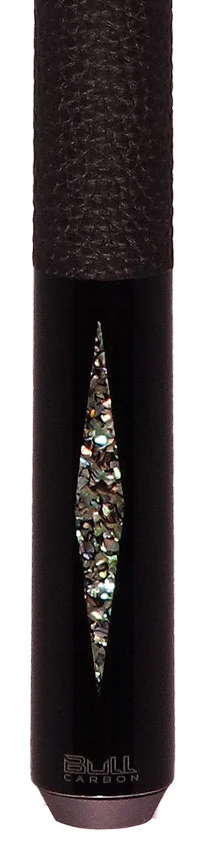 Bull Carbon Black with Galaxy Inlays Play Cue with Textured Leather Wrap - Image 2