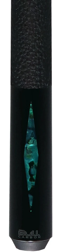 Bull Carbon Blue Stained Maple with Blue Genuine Shell Inlays Play Cue with Textured Leather Wrap - Image 2