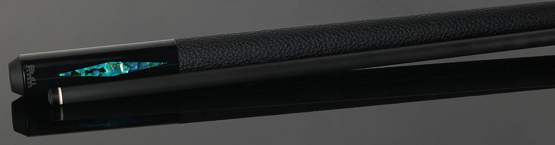 Bull Carbon Blue Stained Maple with Blue Genuine Shell Inlays Play Cue with Textured Leather Wrap - Image 3