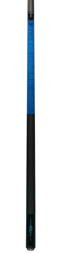 Bull Carbon Blue Stained Maple with Blue Genuine Shell Inlays Play Cue with Textured Leather Wrap - Image 6