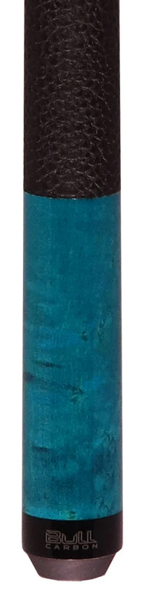 Bull Carbon Blue Washed Birdseye Maple Play Cue with Textured Leather Wrap - Image 2