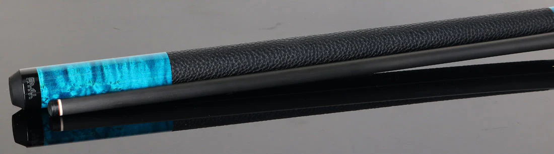 Bull Carbon Blue Washed Birdseye Maple Play Cue with Textured Leather Wrap - Image 5