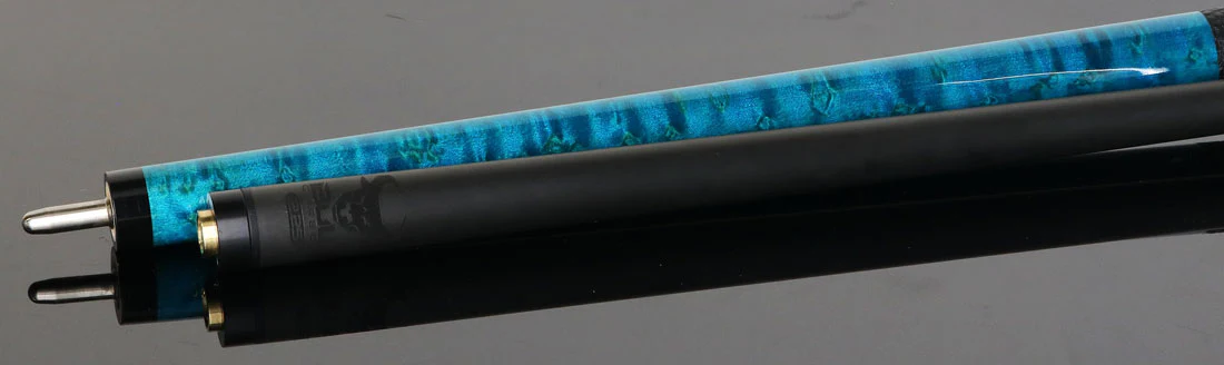 Bull Carbon Blue Washed Birdseye Maple Play Cue with Textured Leather Wrap - Image 6