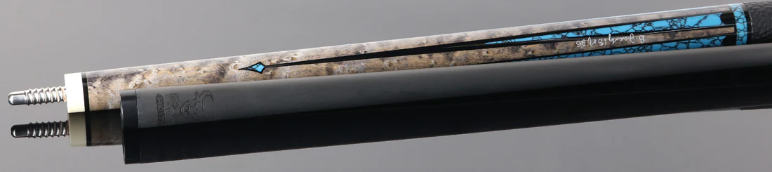 Bull Carbon By Jacoby Limited Edition Smoke Grey Blue Recon Pool Cue with Leather Wrap and LD Carbon Fiber Shaft - BCUSA1W - Image 4