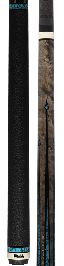 Bull Carbon By Jacoby Limited Edition Smoke Grey Blue Recon Pool Cue with Leather Wrap and LD Carbon Fiber Shaft - BCUSA1W - Image 5