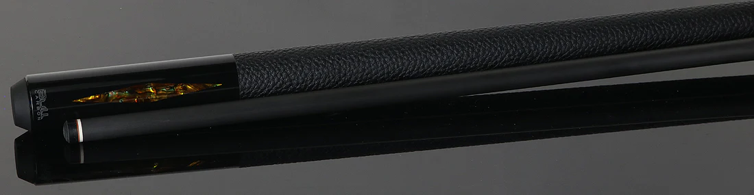 Bull Carbon Gold Stained Maple with Gold Genuine Shell Inlays Play Cue with Textured Leather Wrap - Image 3