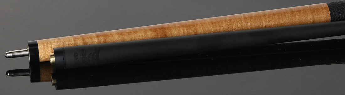 Bull Carbon Gold Stained Maple with Gold Genuine Shell Inlays Play Cue with Textured Leather Wrap - Image 4
