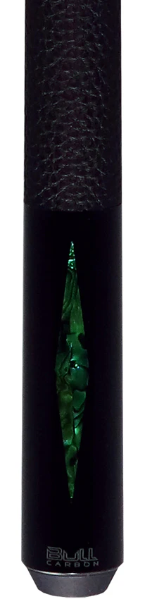 Bull Carbon Green Stained Maple with Green Genuine Shell Inlays Play Cue with Textured Leather Wrap - Image 2