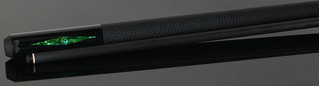 Bull Carbon Green Stained Maple with Green Genuine Shell Inlays Play Cue with Textured Leather Wrap - Image 3