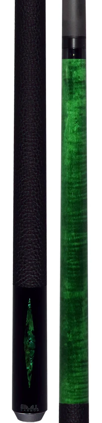 Bull Carbon Green Stained Maple with Green Genuine Shell Inlays Play Cue with Textured Leather Wrap - Image 5
