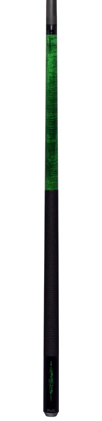 Bull Carbon Green Stained Maple with Green Genuine Shell Inlays Play Cue with Textured Leather Wrap - Image 6
