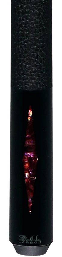 Bull Carbon Pink Stained Maple with Pink Genuine Shell Inlays Play Cue with Textured Leather Wrap - Image 2