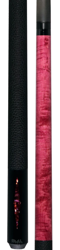 Bull Carbon Pink Stained Maple with Pink Genuine Shell Inlays Play Cue with Textured Leather Wrap - Image 5