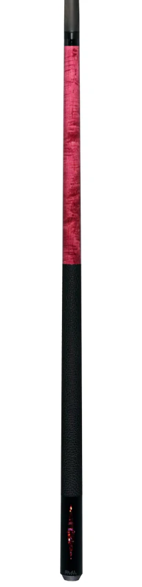 Bull Carbon Pink Stained Maple with Pink Genuine Shell Inlays Play Cue with Textured Leather Wrap - Image 6