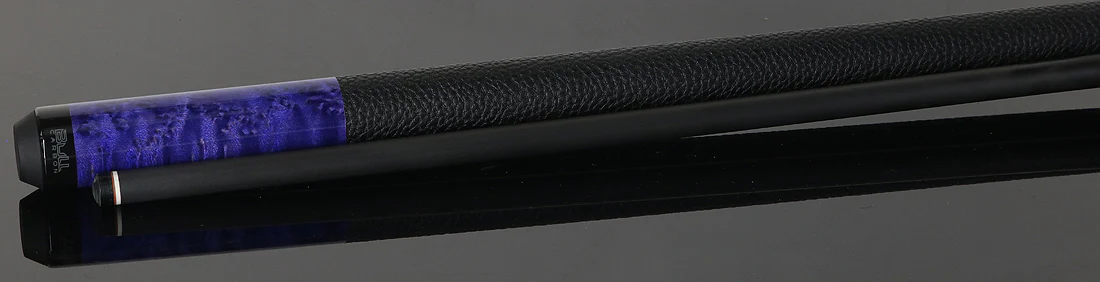 Bull Carbon Purple-Stained Birdseye Maple Play Cue with Textured Leather Wrap - Image 3