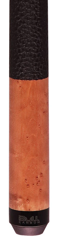 Bull Carbon Taupe-Stained Birdseye Maple Play Cue with Textured Leather Wrap - Image 2
