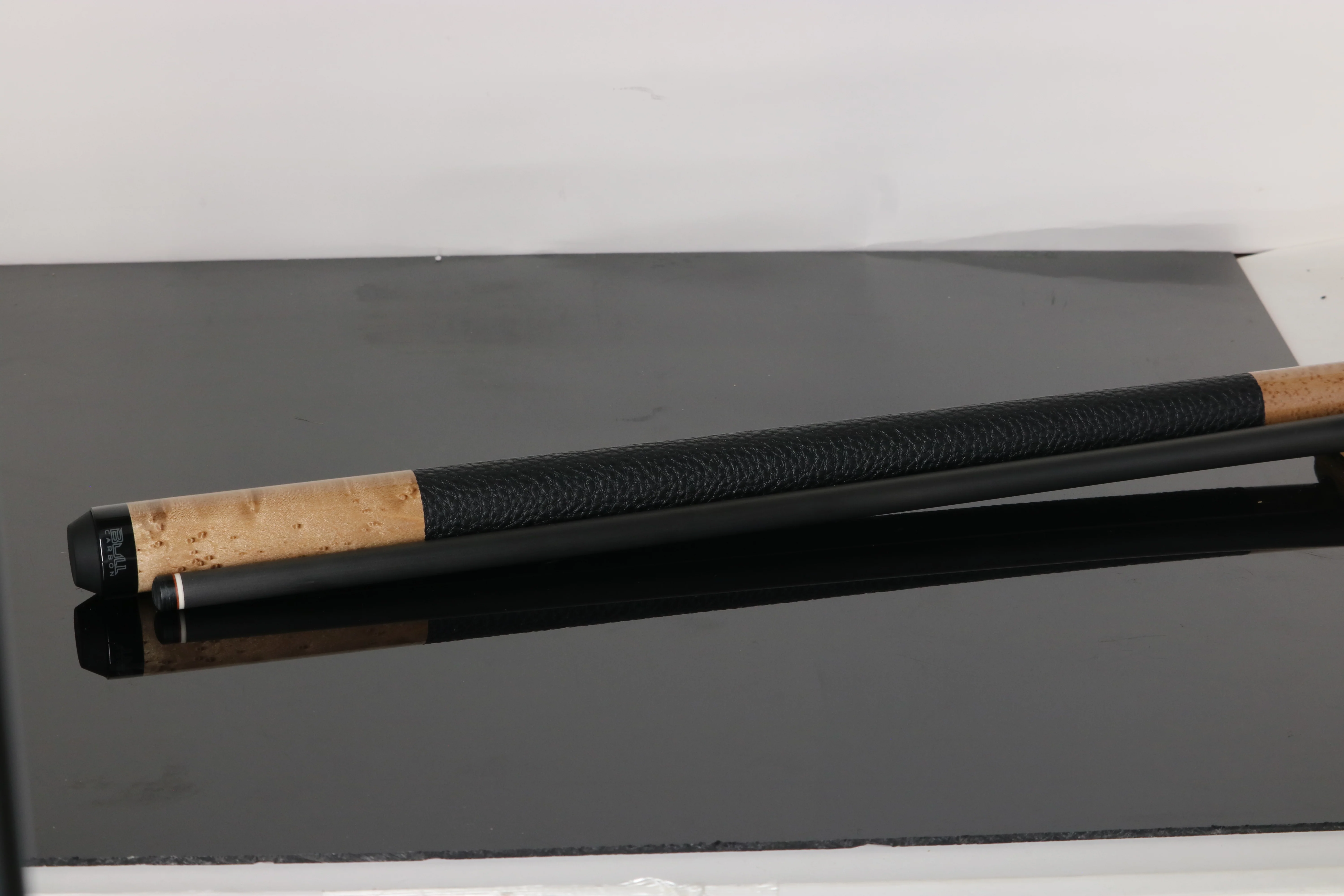 Bull Carbon Taupe-Stained Birdseye Maple Play Cue with Textured Leather Wrap - Image 3