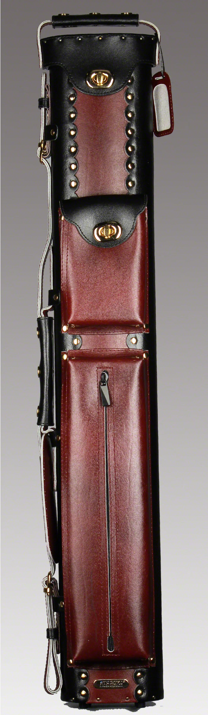 Instroke Geo Leather Black/Burgundy 3x7 Pool Cue Case - GEO3X7BKBU - Image 2