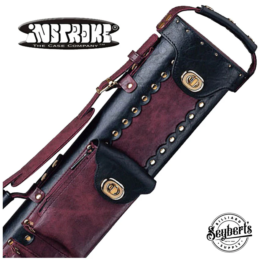 Instroke Vinyl Cowboy Black/Burgundy 2x2 Pool Cue Case - VC22BB