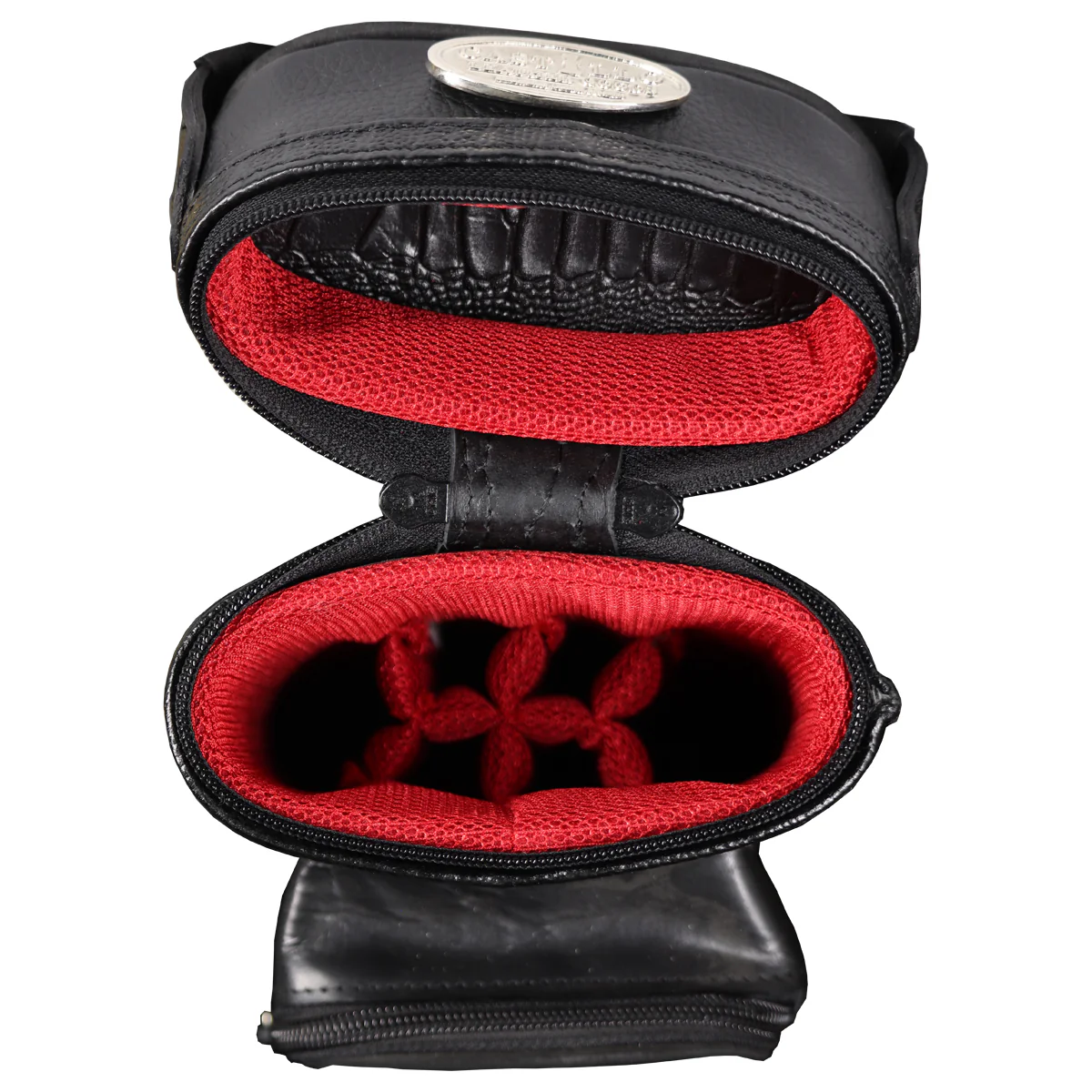 Castillo Black Leather with Black Ostrich Leg Accent 2x4 Hard Leather Pool Cue Case - CLG24BKBKOS - Image 3