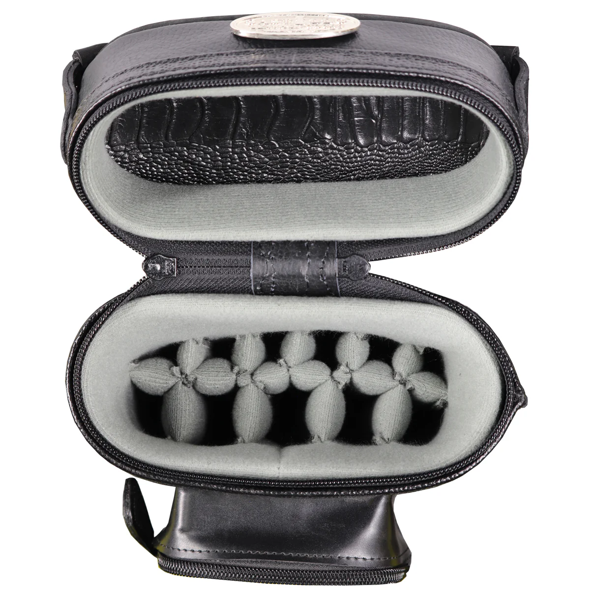 Castillo Black Leather with Black Ostrich Leg Accent 4x7 Hard Leather Pool Cue Case - CLG47BKBKOS - Image 3