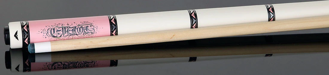 Cueroc Goth 1 Pink with Silver Graphic No Wrap Pool Cue - Image 3