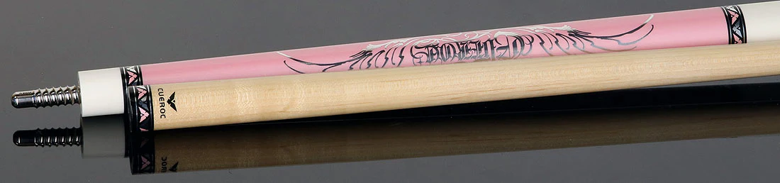 Cueroc Goth 1 Pink with Silver Graphic No Wrap Pool Cue - Image 4
