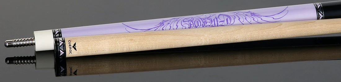 Cueroc Goth 2 Purple with Silver Graphic No Wrap Pool Cue - Image 4