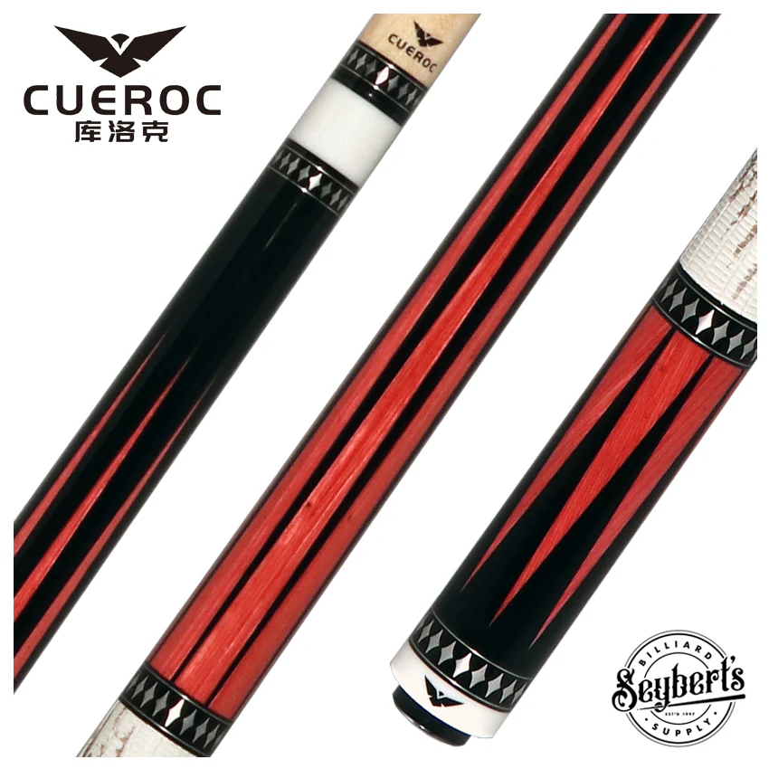 Cueroc Pterosaur 2 Ebony Dymondwood with Pink Dymondwood Points Pool Cue with Ring-Tailed Lizard Wrap