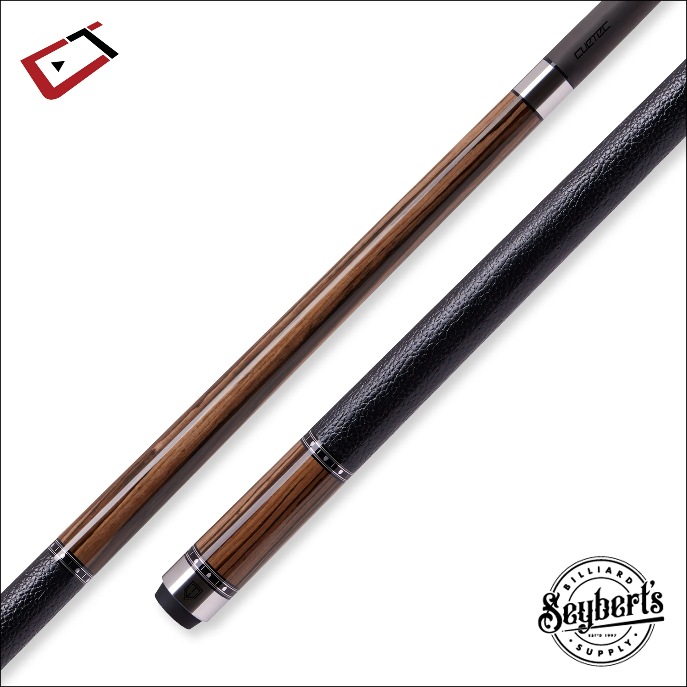 Cuetec Cynergy Truewood Ebony II Leather Wrap Pool Cue - 95-104LTW