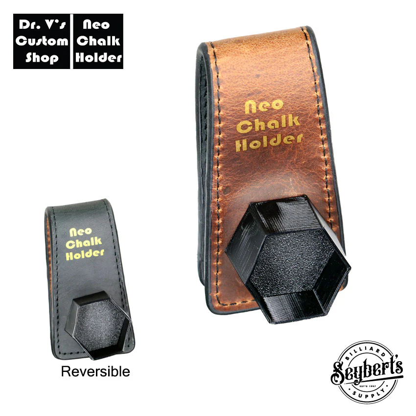 Dr. V's Hexagon(Roku) Leather Chalk Holder - Brown/Black Reversible Leather Base with Black Holder