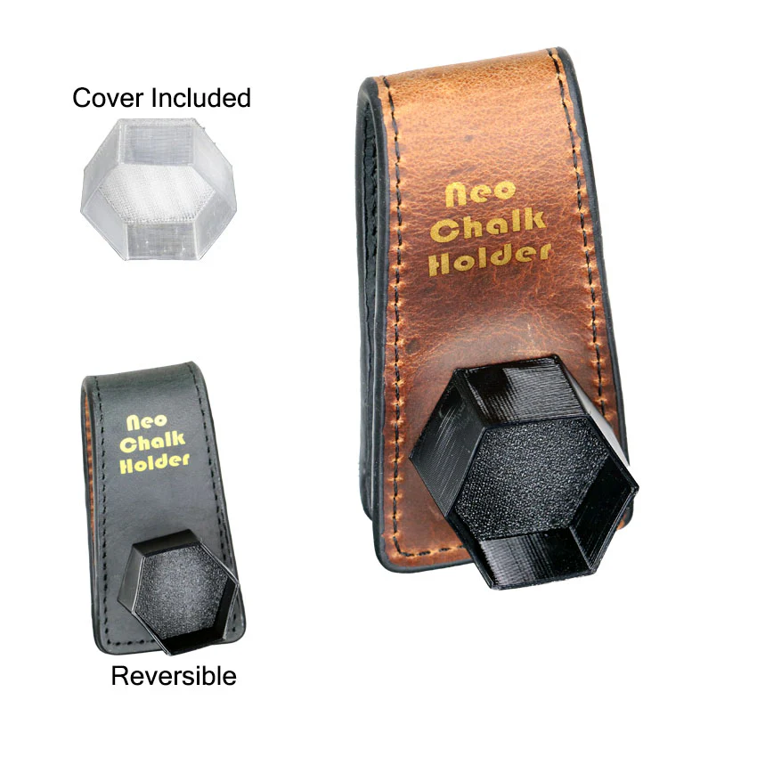 Dr. V's Hexagon(Roku) Leather Chalk Holder - Brown/Black Reversible Leather Base with Black Holder - Image 2