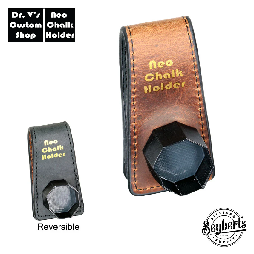 Dr. V's Octagon(1080/Taom) Leather Chalk Holder - Brown/Black Reversible Leather Base with Black Holder