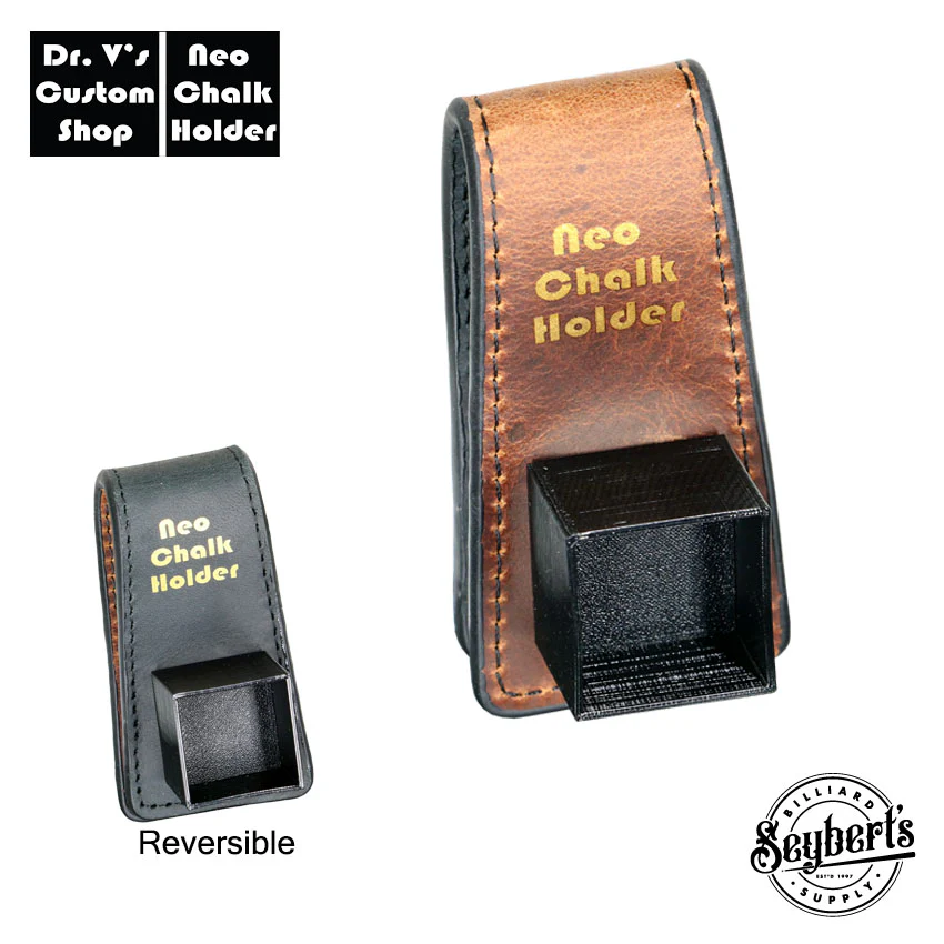 Dr. V's Square Leather Chalk Holder - Brown/Black Reversible Leather Base with Black Holder